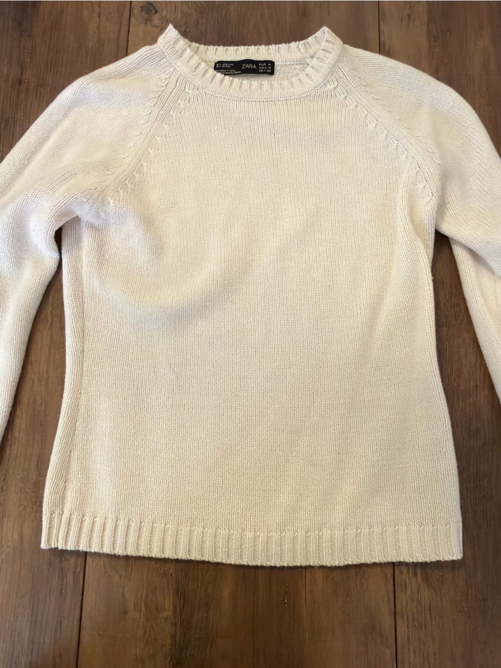 Zara Cream Crew Neck Knit Sweater